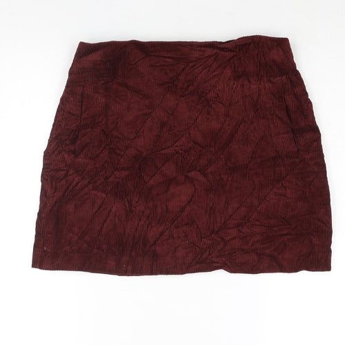 New Look Womens Red Cotton Mini Skirt Size 12 Zip