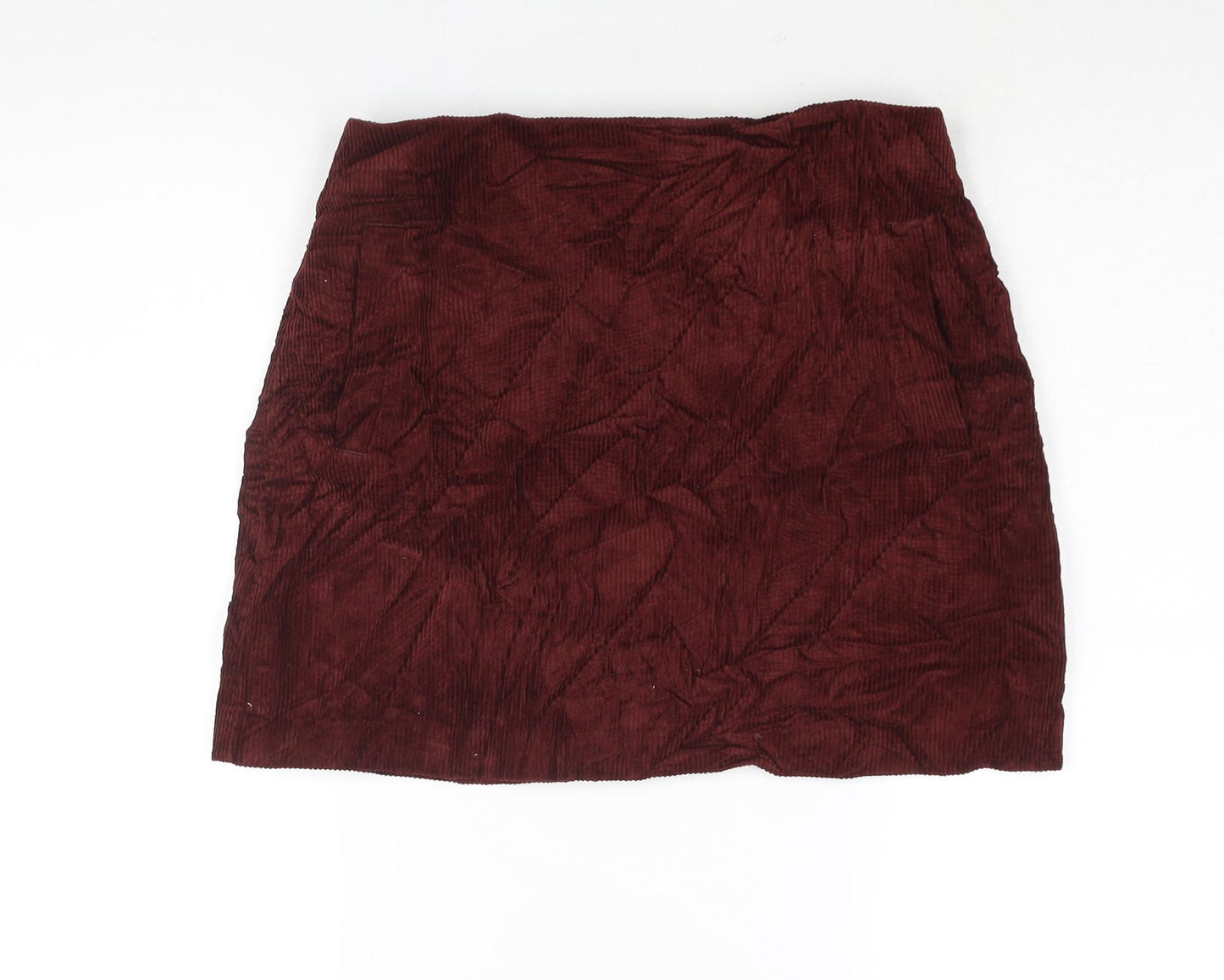 New Look Womens Red Cotton Mini Skirt Size 12 Zip