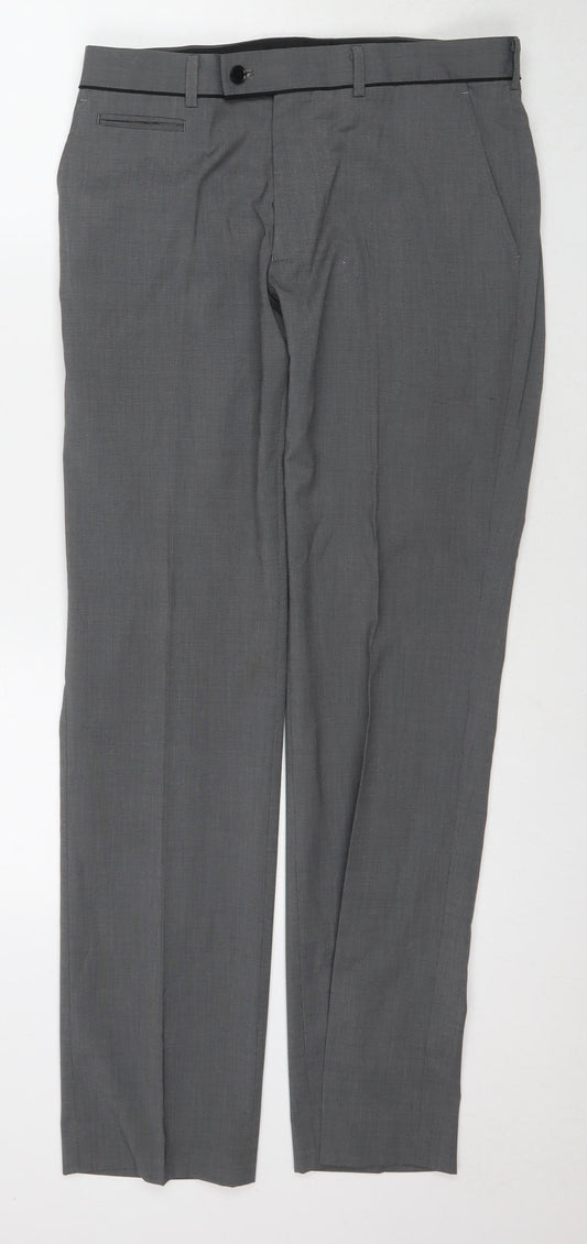 Taylor & Wright Mens Grey Polyester Trousers Size 30 in L31 in Regular Zip