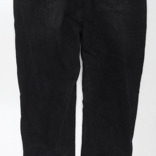 PRETTYLITTLETHING Womens Black Cotton Mom Jeans Size 14 L30 in Regular Zip