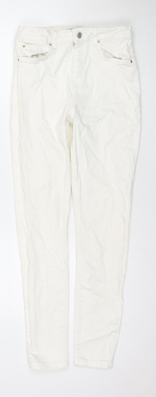 Denim & Co. Womens White Cotton Skinny Jeans Size 12 L28 in Regular Zip