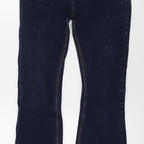 Marks and Spencer Womens Blue Cotton Bootcut Jeans Size 12 L28 in Regular Zip