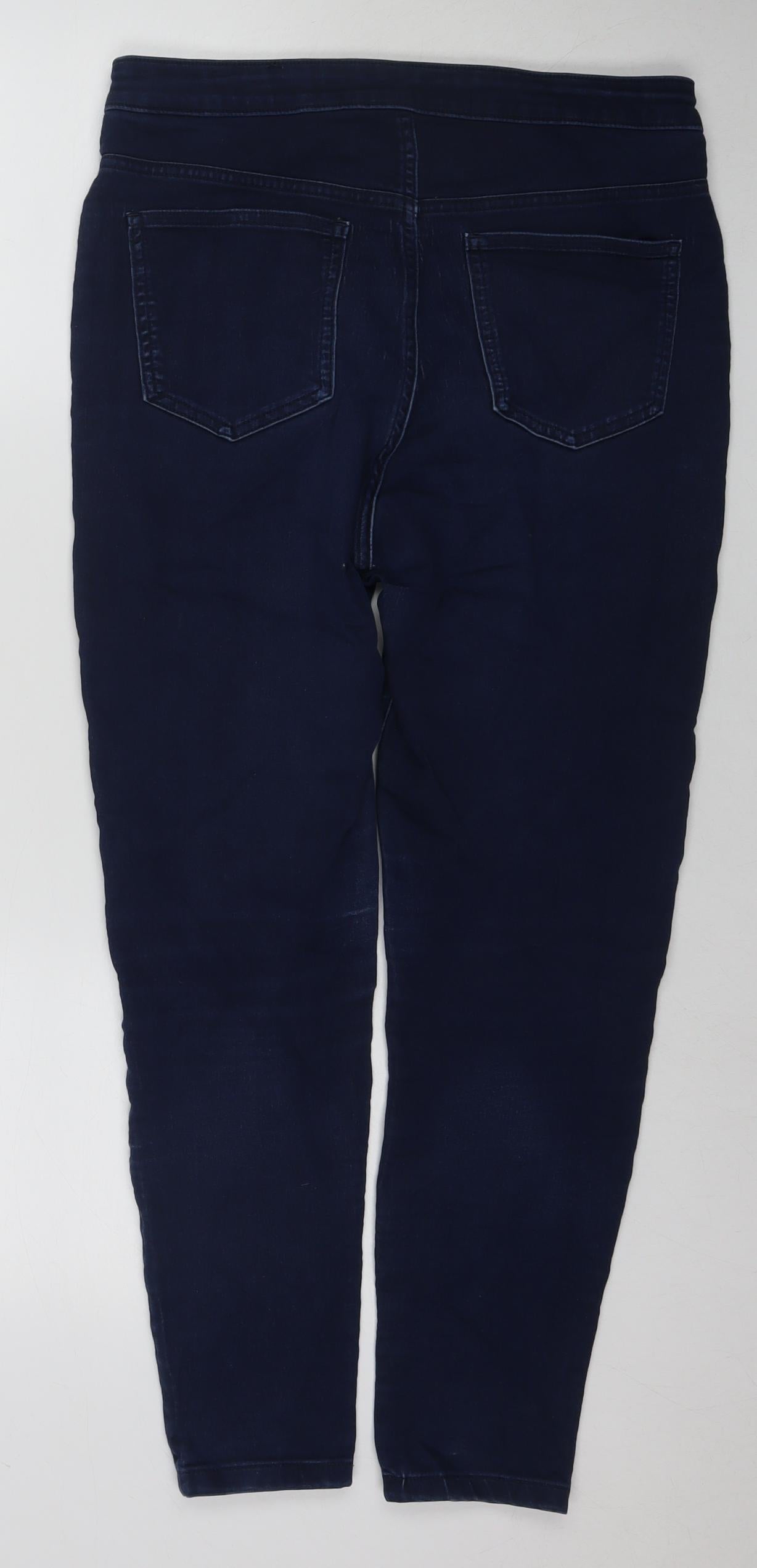 Marks and Spencer Womens Blue Polyester Blend Skinny Jeans Size 14 L26 in Regular Zip