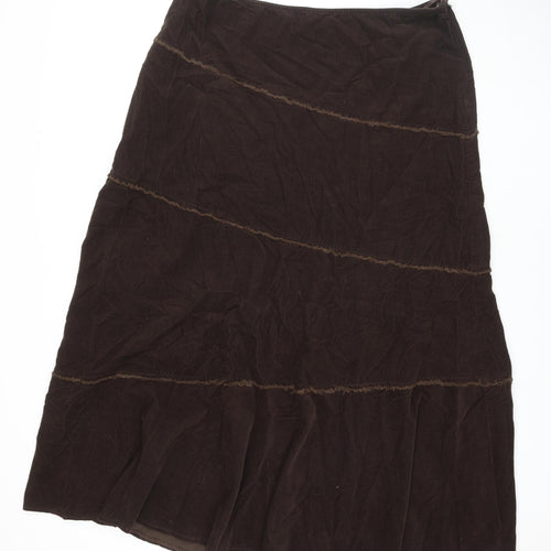 Per Una Womens Brown Cotton Maxi Skirt Size 20 Zip