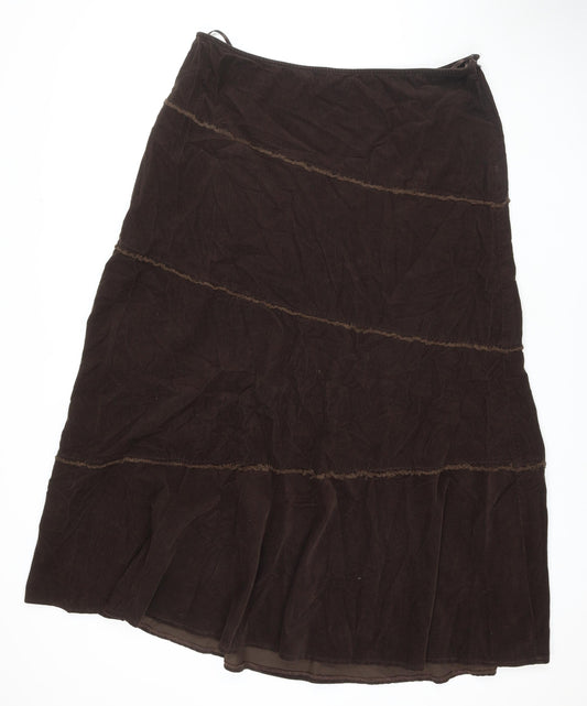 Per Una Womens Brown Cotton Maxi Skirt Size 20 Zip