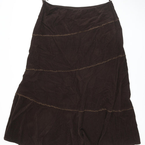 Per Una Womens Brown Cotton Maxi Skirt Size 20 Zip