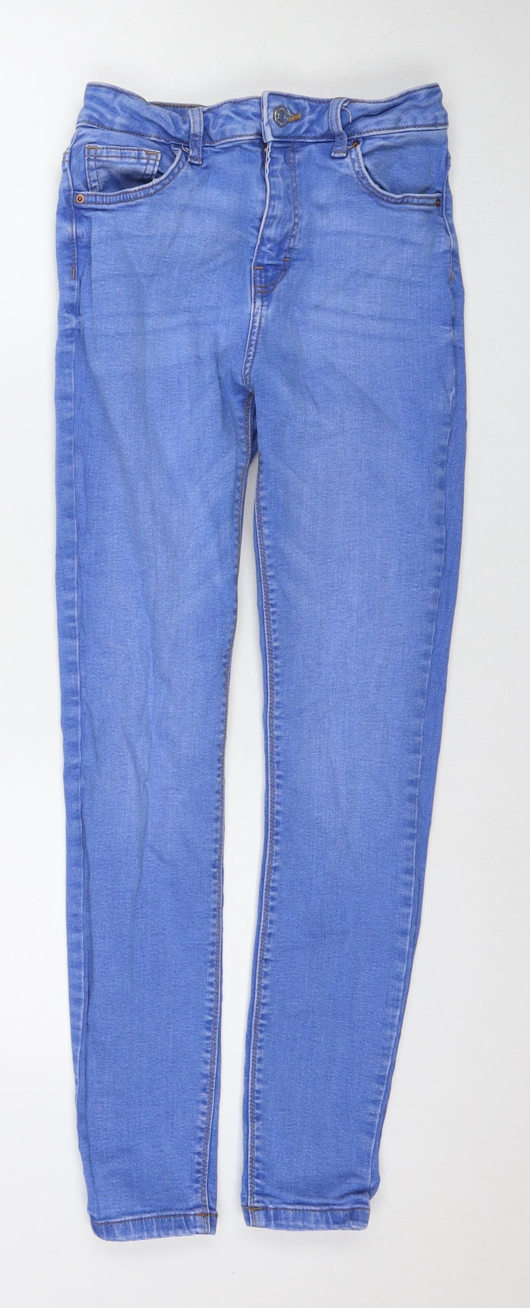 Denim & Co. Womens Blue Cotton Skinny Jeans Size 10 L27 in Regular Zip