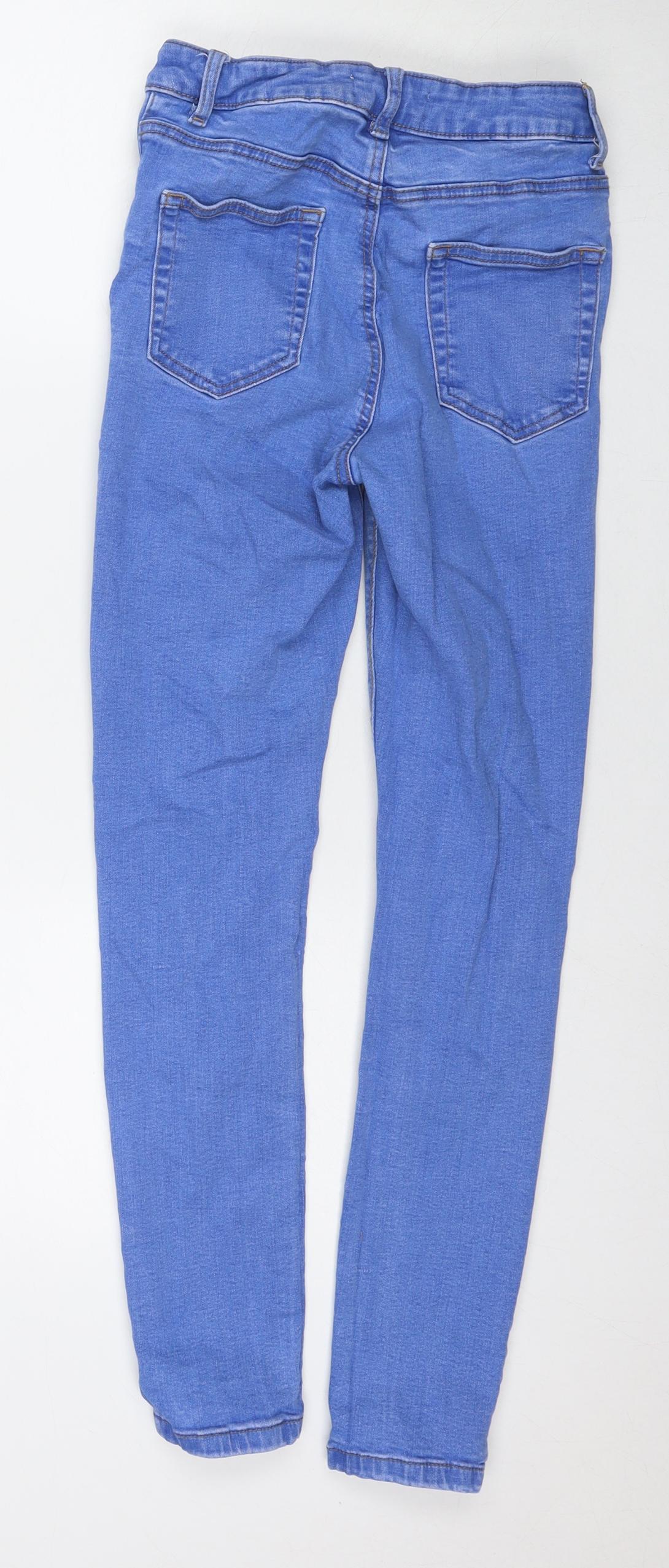 Denim & Co. Womens Blue Cotton Skinny Jeans Size 10 L27 in Regular Zip