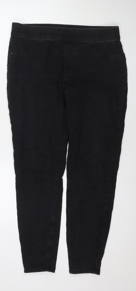 TU Womens Black Cotton Jegging Jeans Size 14 L28 in Regular