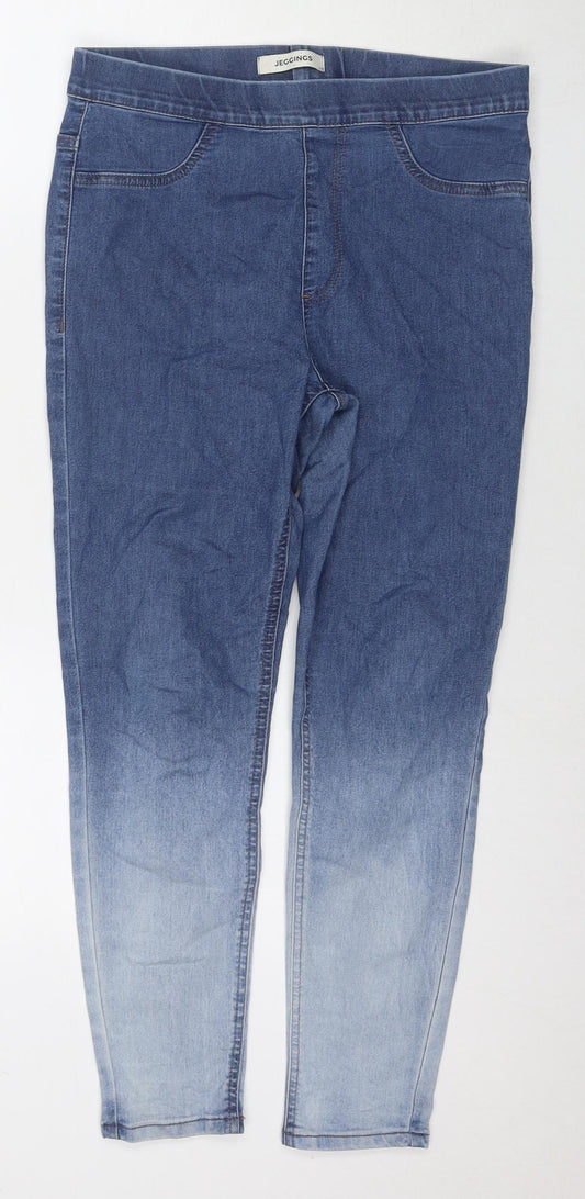 Marks and Spencer Womens Blue Cotton Jegging Jeans Size 12 L25 in Regular