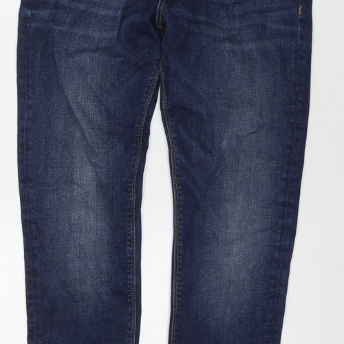 River Island Mens Blue Cotton Straight Jeans Size 32 in L32 in Regular Zip