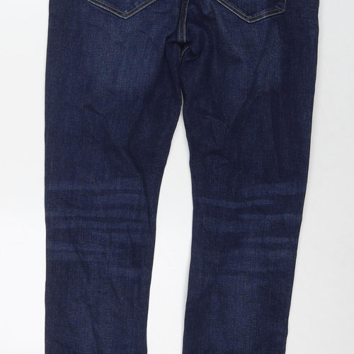 River Island Mens Blue Cotton Straight Jeans Size 32 in L32 in Regular Zip