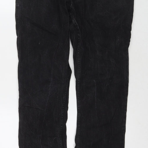 F&F Mens Black Cotton Straight Jeans Size 30 in L32 in Regular Zip