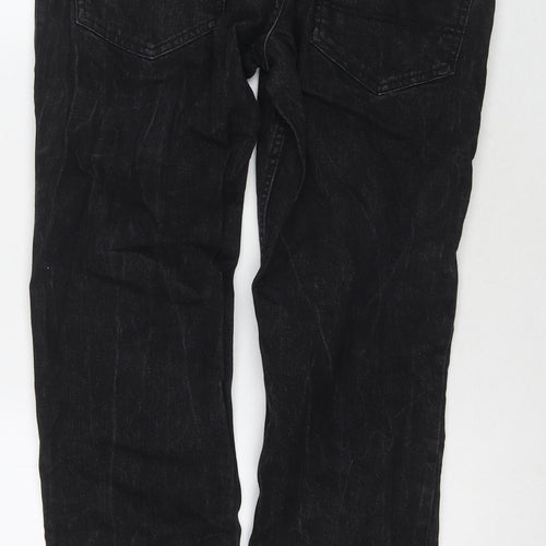 F&F Mens Black Cotton Straight Jeans Size 30 in L32 in Regular Zip