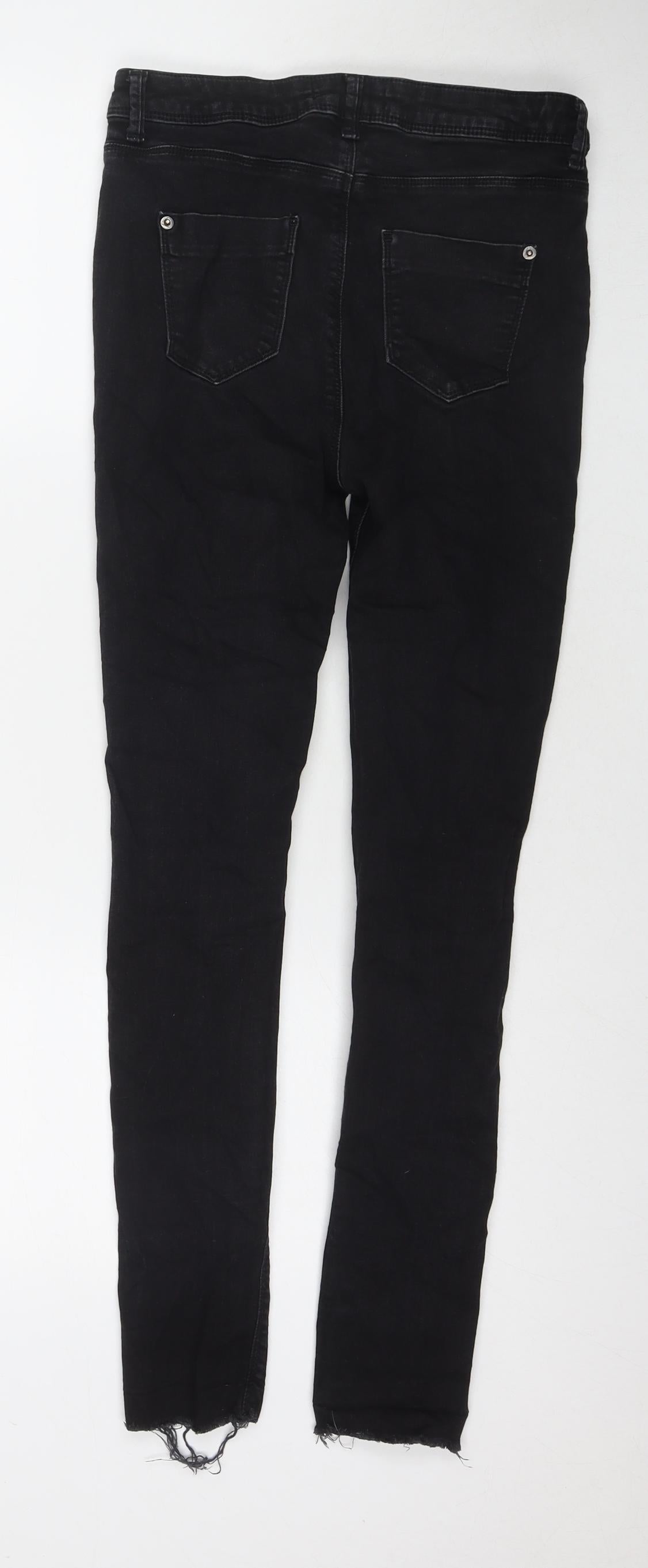 Missguided Womens Black Cotton Skinny Jeans Size 8 L28 in Regular Zip