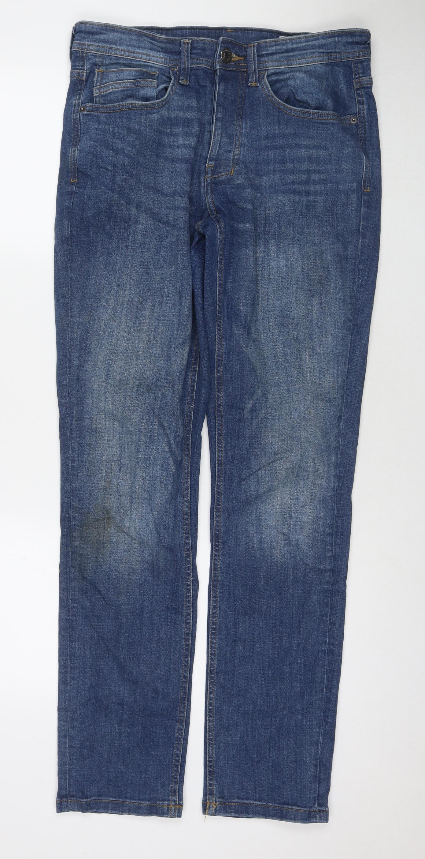 Denim & Co. Mens Blue Cotton Straight Jeans Size 30 in L32 in Regular Zip