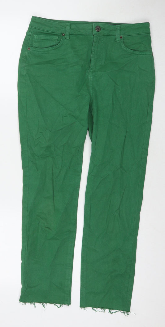 TU Womens Green Cotton Cropped Jeans Size 10 L26 in Regular Zip