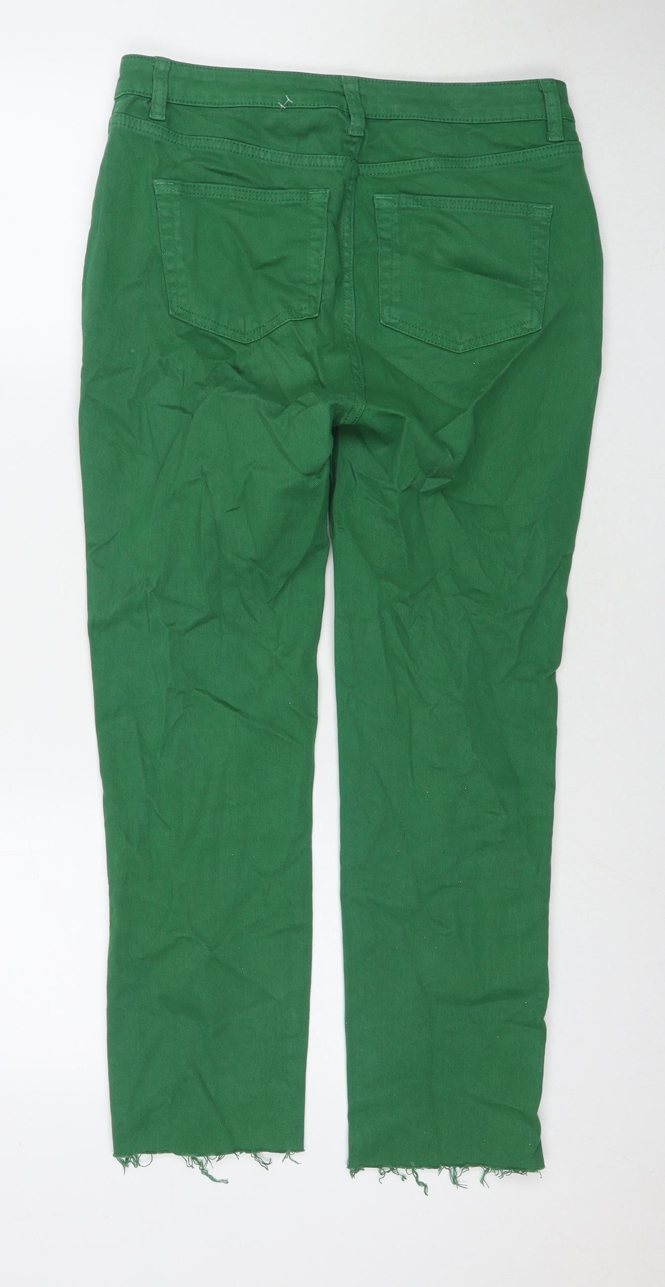 TU Womens Green Cotton Cropped Jeans Size 10 L26 in Regular Zip