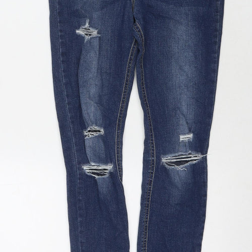 Missguided Womens Blue Cotton Skinny Jeans Size 8 L28 in Regular Zip