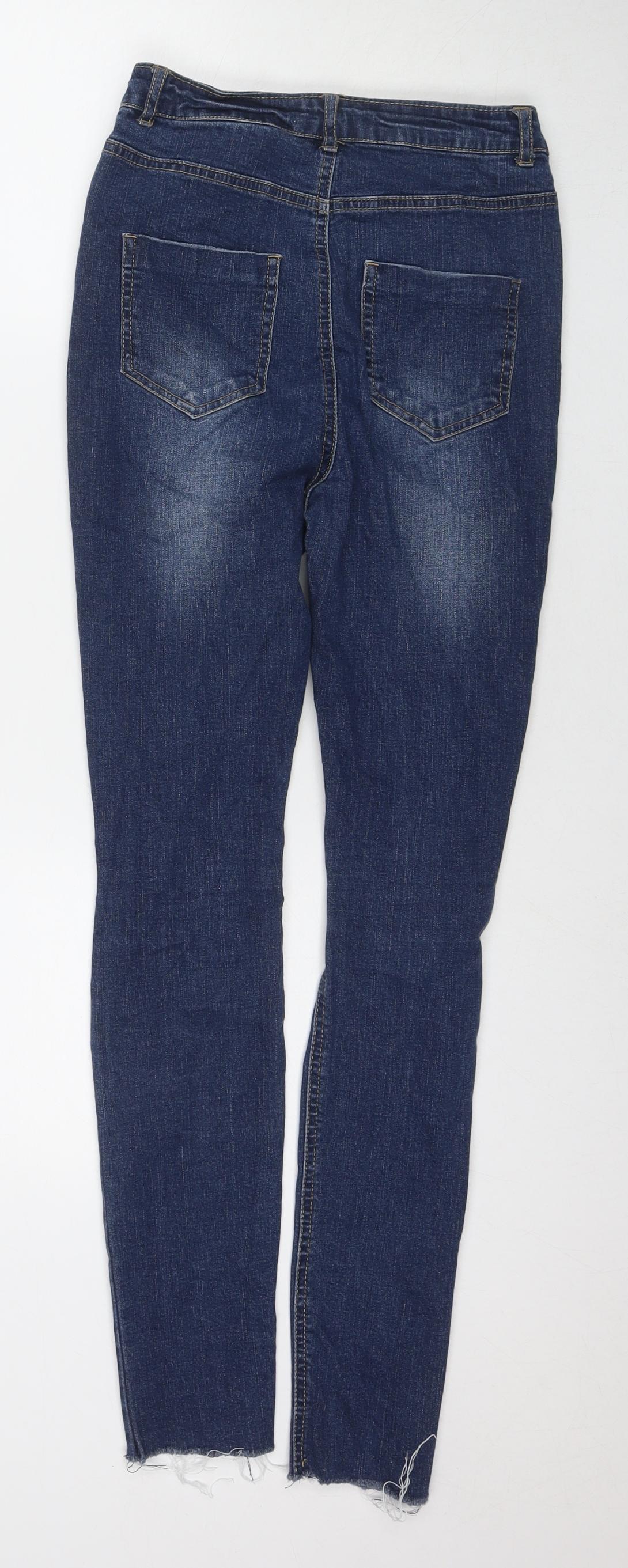 Missguided Womens Blue Cotton Skinny Jeans Size 8 L28 in Regular Zip