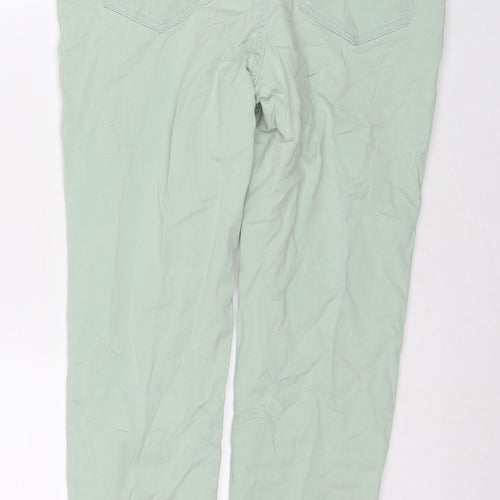 F&F Womens Green Cotton Straight Jeans Size 10 L26 in Regular Zip