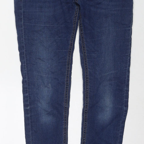 Marks and Spencer Womens Blue Cotton Straight Jeans Size 10 L27 in Regular Zip