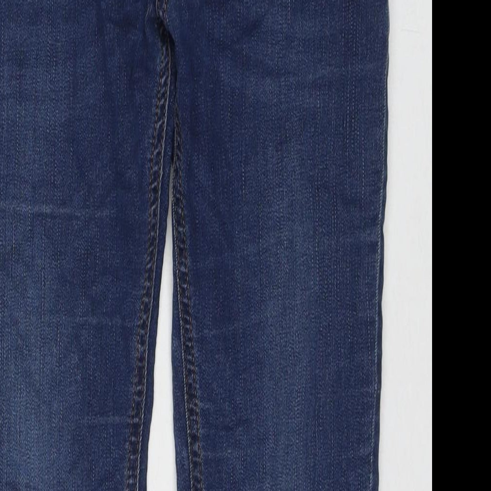 Marks and Spencer Womens Blue Cotton Straight Jeans Size 10 L27 in Regular Zip