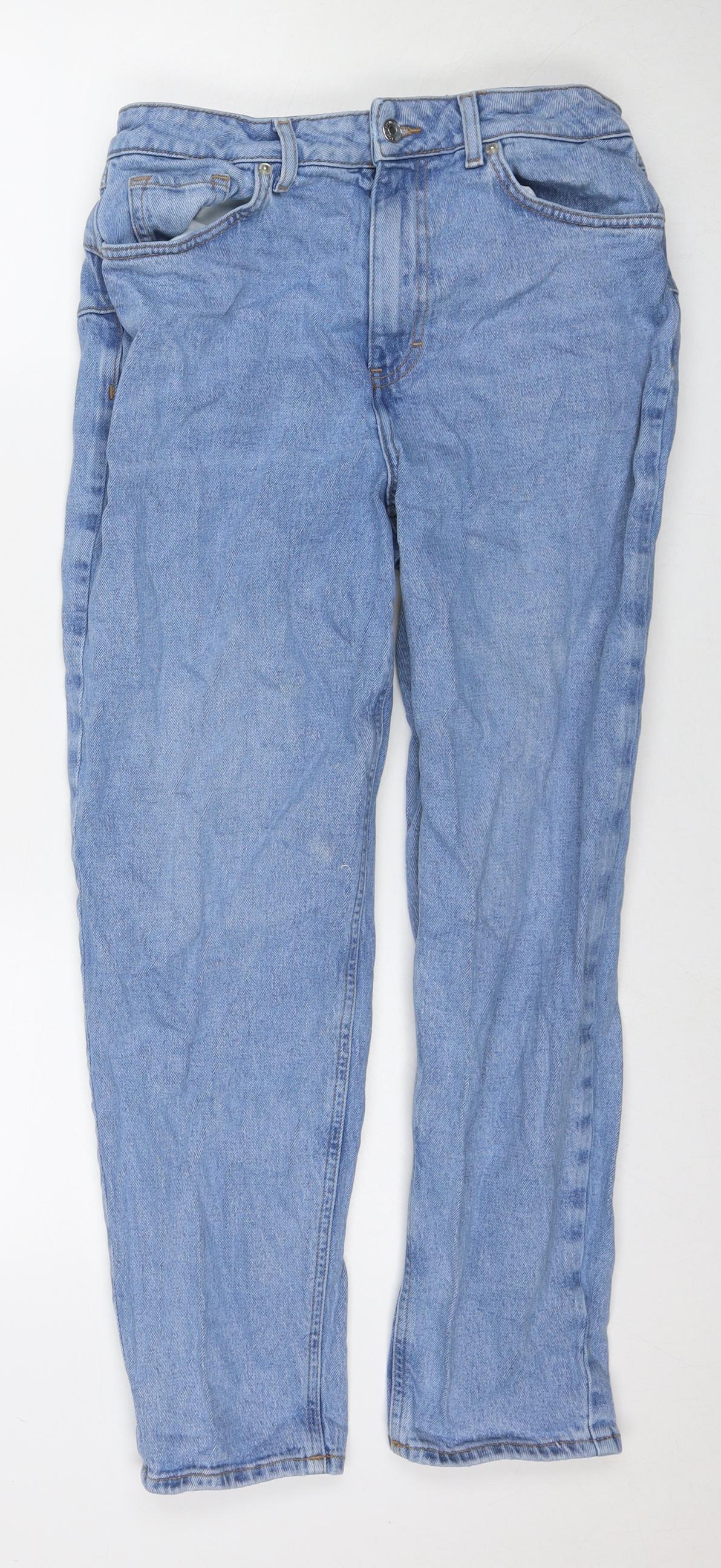 New Look Womens Blue Cotton Straight Jeans Size 12 L26 in Regular Zip