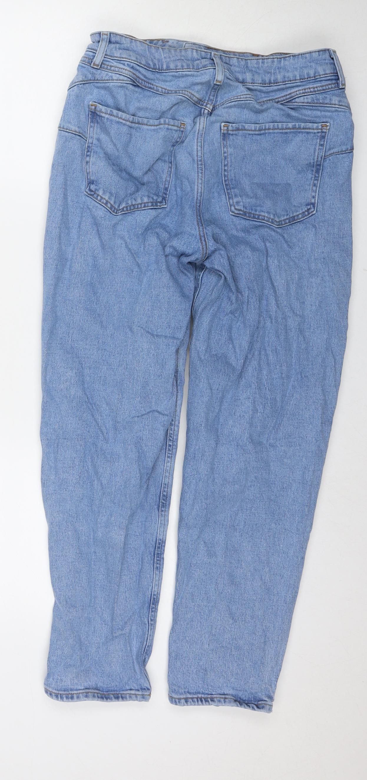 New Look Womens Blue Cotton Straight Jeans Size 12 L26 in Regular Zip