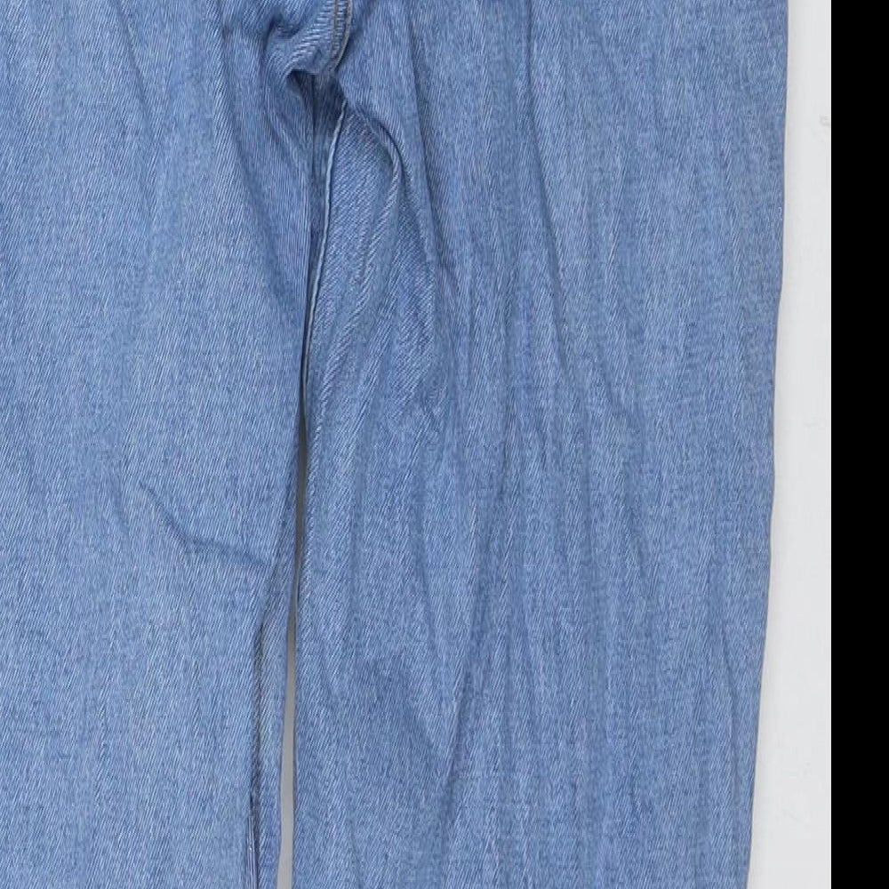 New Look Womens Blue Cotton Straight Jeans Size 12 L26 in Regular Zip