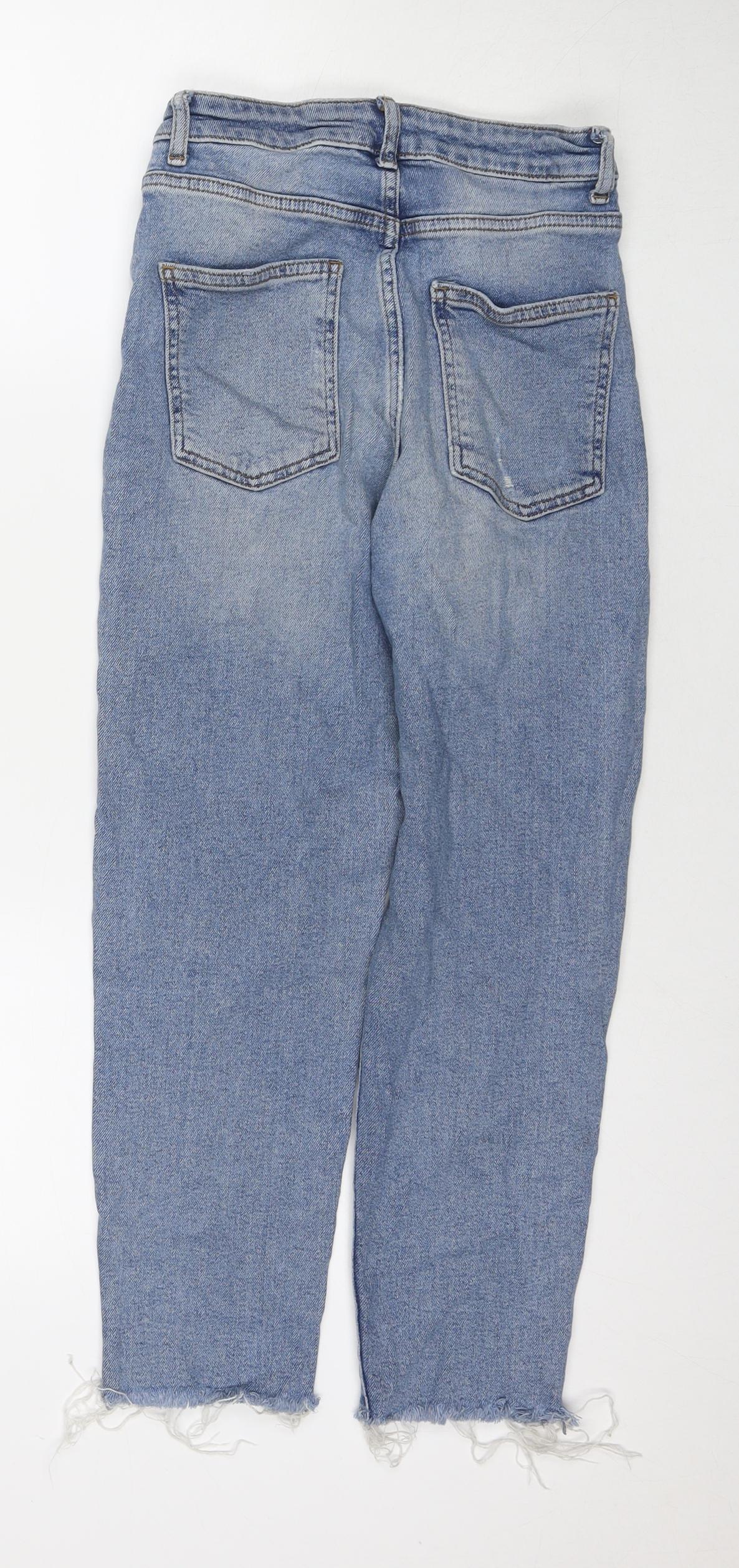 New Look Womens Blue Cotton Cropped Jeans Size 8 L24 in Regular Zip