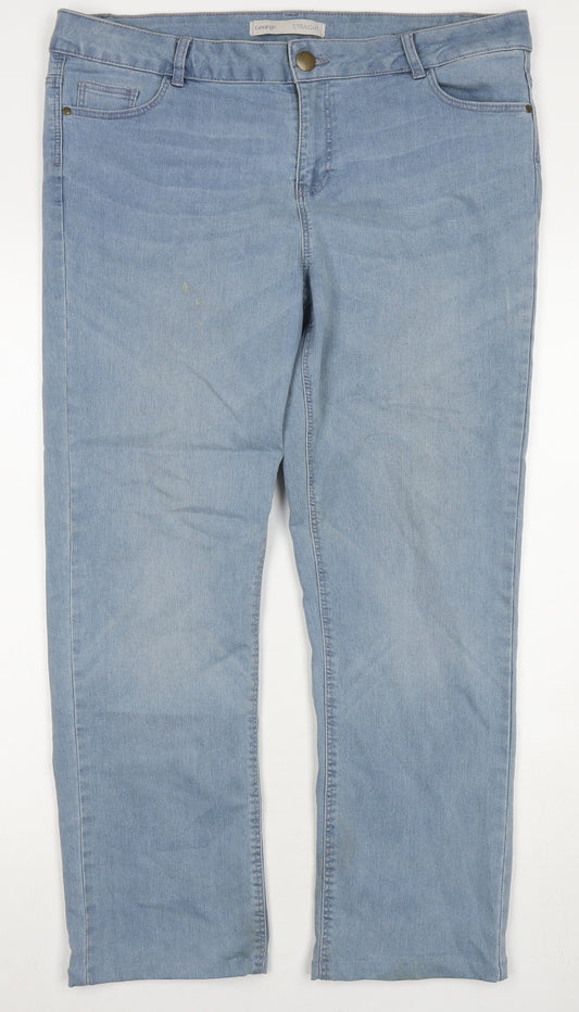 George Womens Blue Cotton Straight Jeans Size 16 L26 in Regular Zip