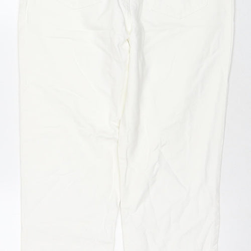 St Michael Womens White Cotton Straight Jeans Size 12 L28 in Regular Zip