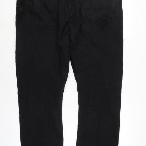 Denim & Co. Mens Black Cotton Blend Straight Jeans Size 36 in L28 in Regular Tie