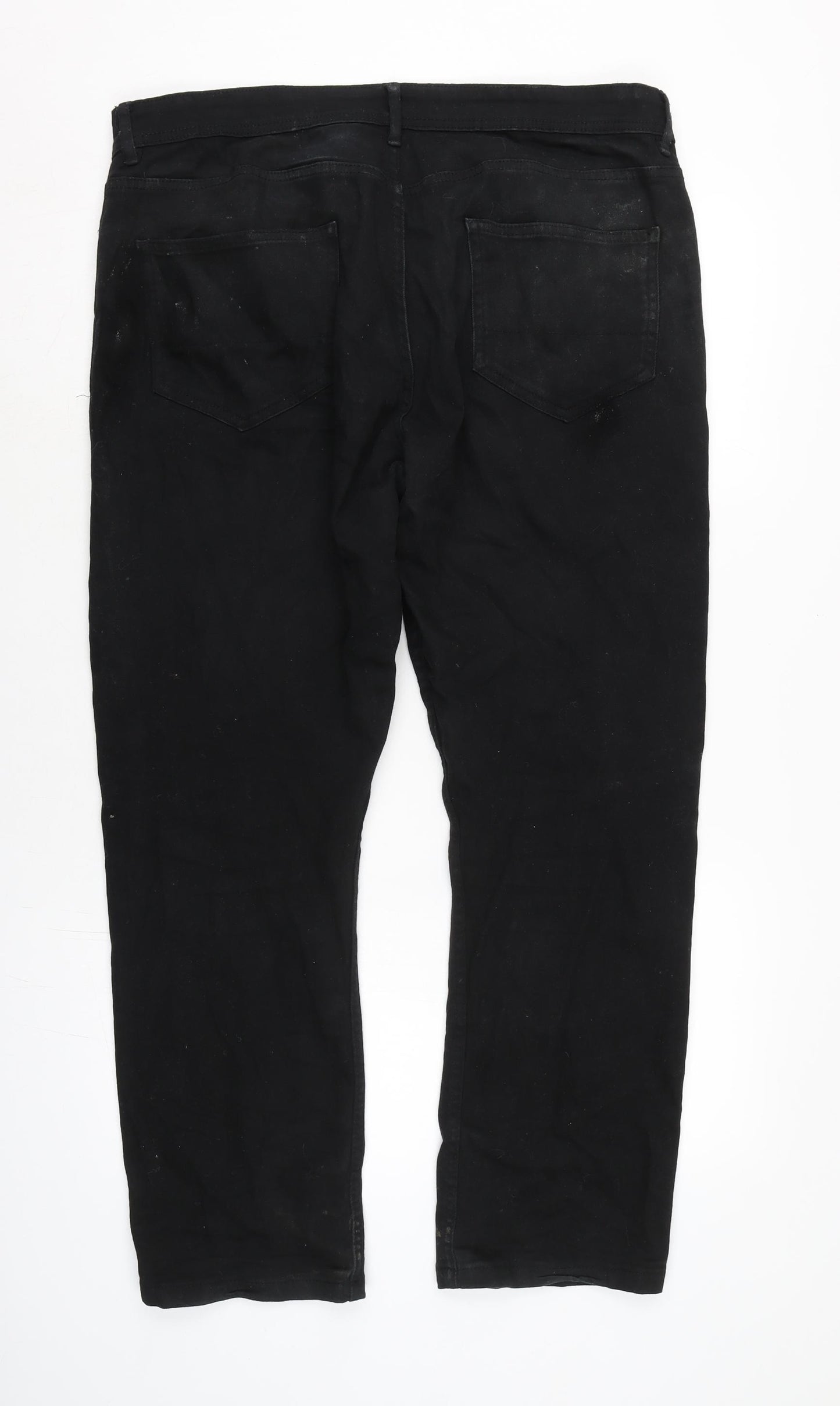 Denim & Co. Mens Black Cotton Blend Straight Jeans Size 36 in L28 in Regular Tie