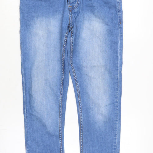 Denim & Co. Mens Blue Cotton Blend Straight Jeans Size 30 in L30 in Regular Button