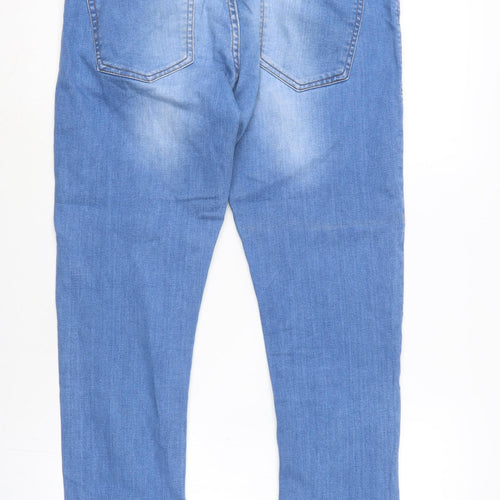 Denim & Co. Mens Blue Cotton Blend Straight Jeans Size 30 in L30 in Regular Button