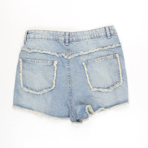 Rita ora Womens Blue Cotton Wrap Shorts Size 12 Regular Zip - Skort.