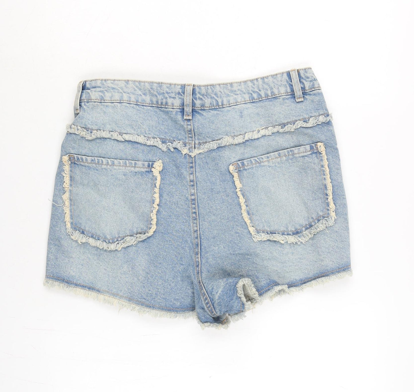 Rita ora Womens Blue Cotton Wrap Shorts Size 12 Regular Zip - Skort.