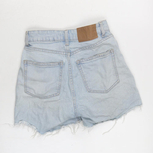 H&M Womens Blue Cotton Cut-Off Shorts Size 6 Regular Zip - Distressed