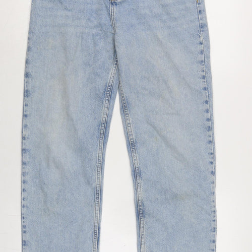 Denim & Co. Womens Blue Cotton Straight Jeans Size 8 L29 in Regular Zip