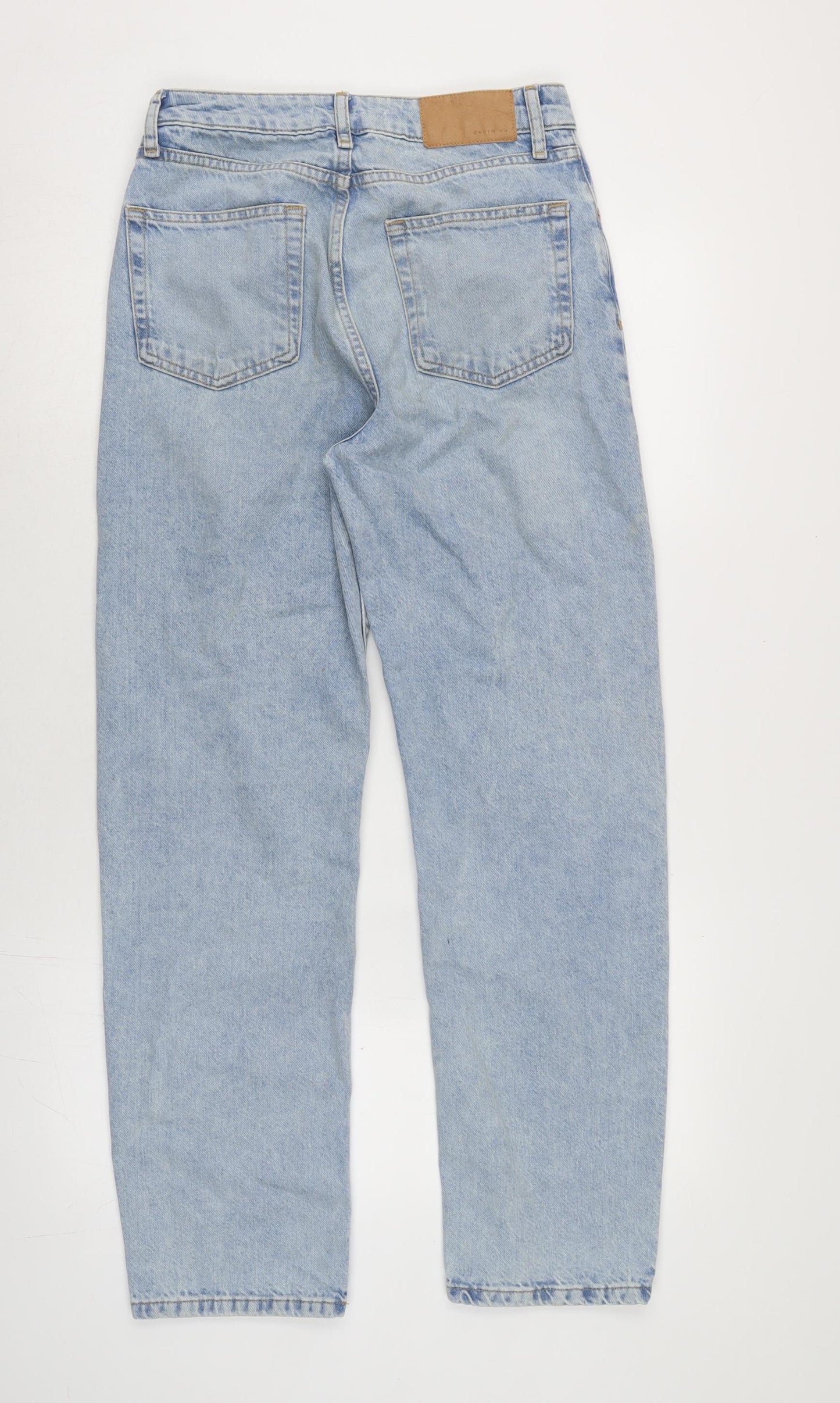 Denim & Co. Womens Blue Cotton Straight Jeans Size 8 L29 in Regular Zip