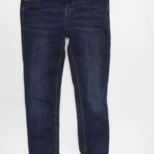 River Island Womens Blue Cotton Blend Tapered Jeans Size 8 L26.5 in Regular Zip