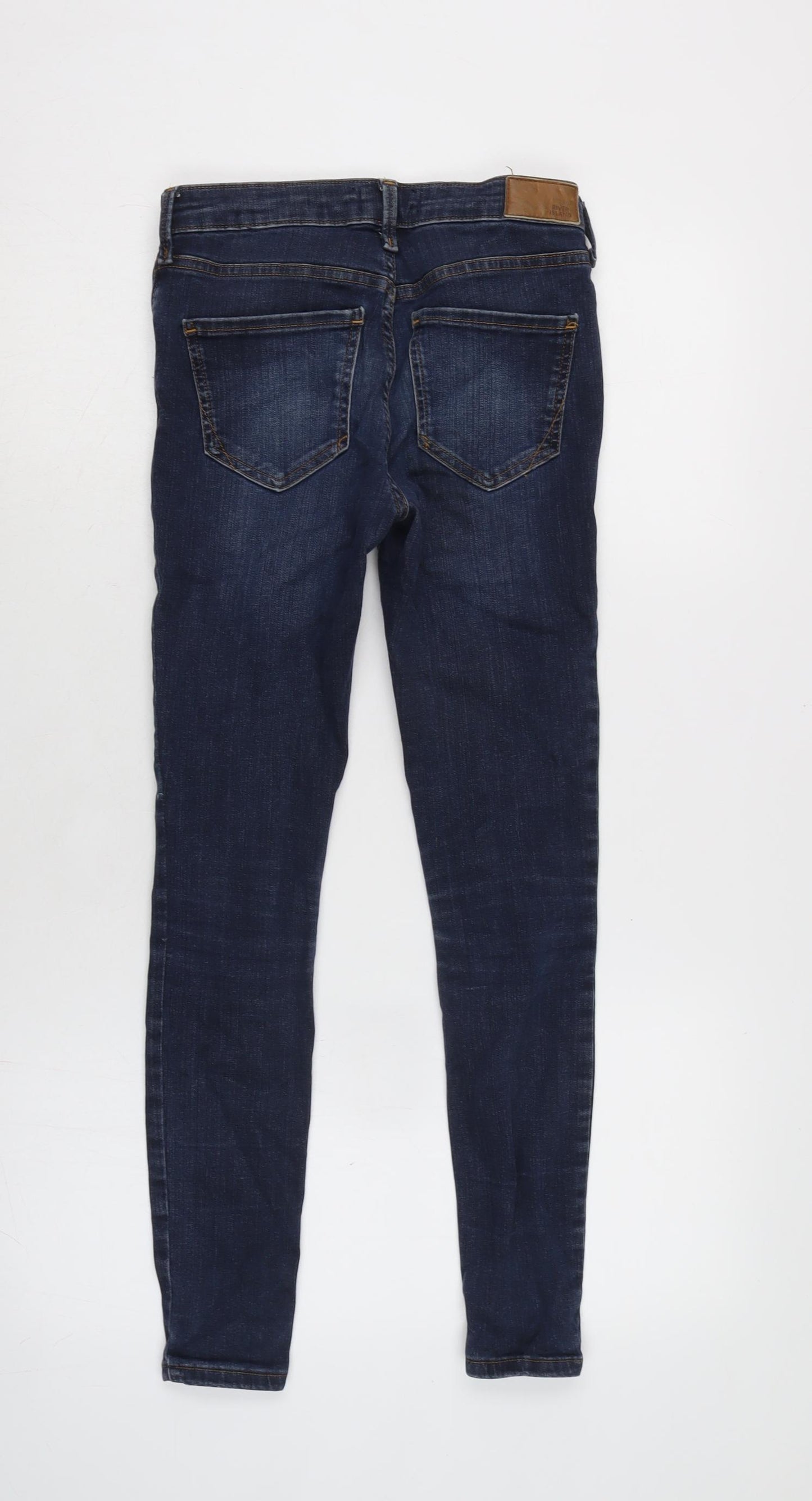 River Island Womens Blue Cotton Blend Tapered Jeans Size 8 L26.5 in Regular Zip