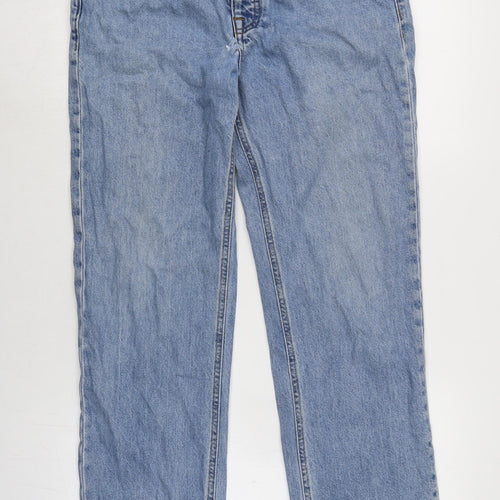 ASOS Mens Blue Cotton Straight Jeans Size 30 in L32 in Regular Button - Fraying to hem.