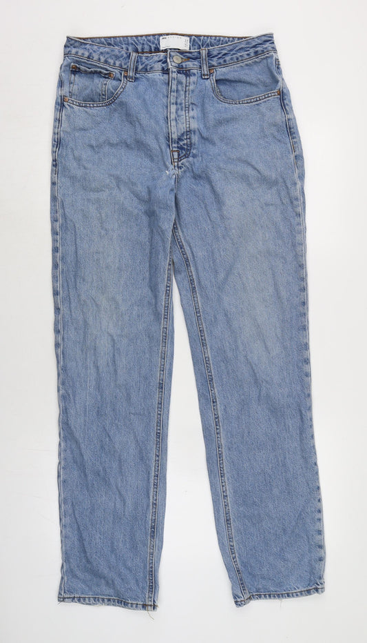 ASOS Mens Blue Cotton Straight Jeans Size 30 in L32 in Regular Button - Fraying to hem.