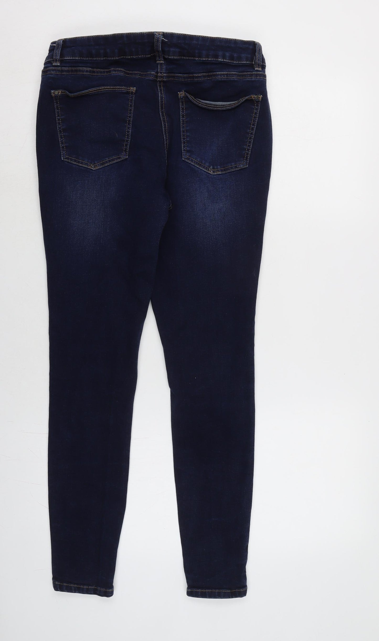 TU Womens Blue Cotton Blend Skinny Jeans Size 12 L27 in Regular Zip