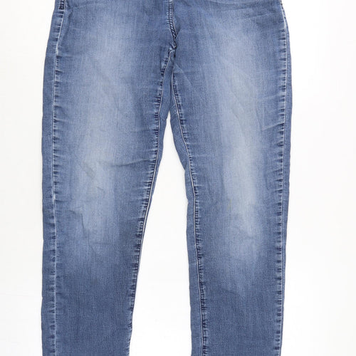 Marks and Spencer Womens Blue Cotton Blend Straight Jeans Size 10 L31 in Regular Zip