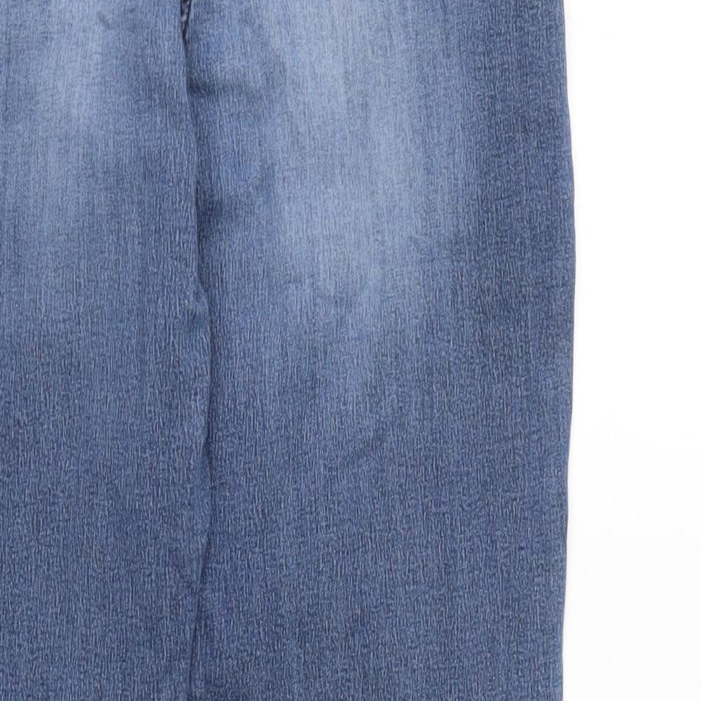 Marks and Spencer Womens Blue Cotton Blend Straight Jeans Size 10 L31 in Regular Zip