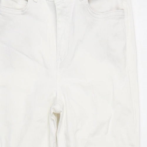 White Stuff Womens White Cotton Blend Straight Jeans Size 8 L25 in Regular Zip